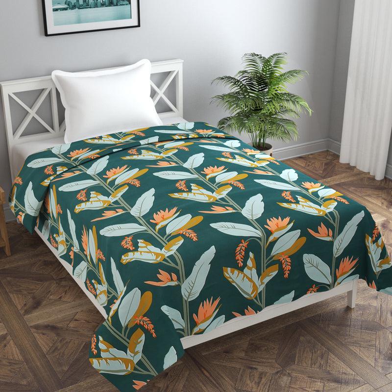 Whispering Fields Cotton Duvet Cover (Green & White) - 210 TC