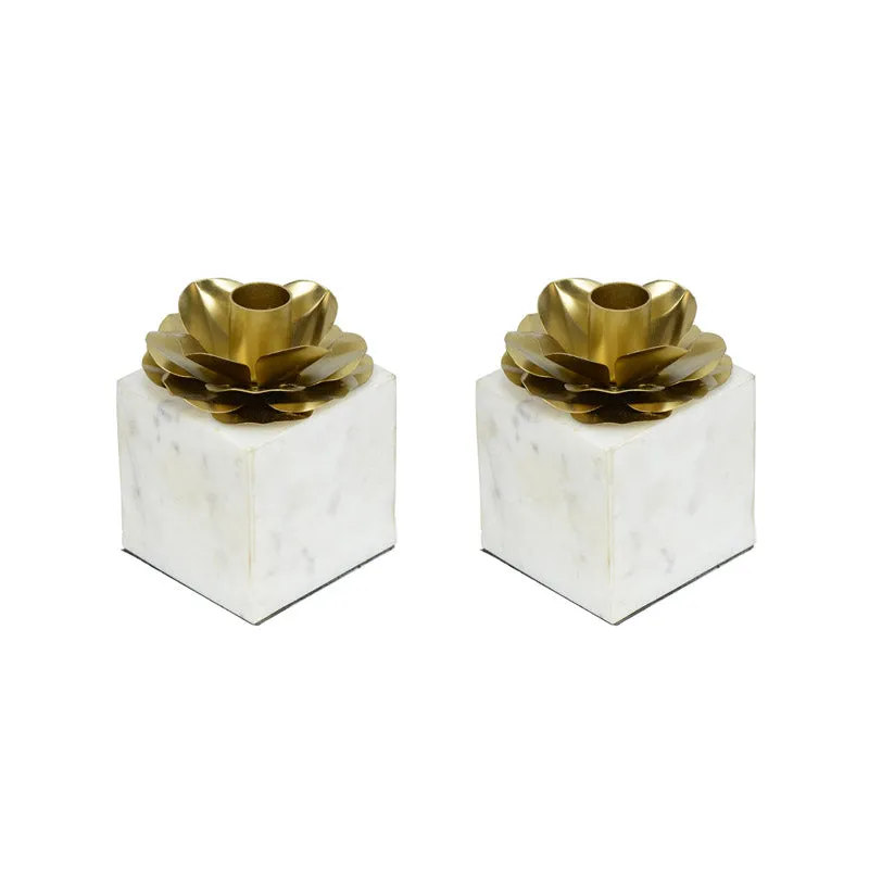 Quola Floral Candle Holder - Set Of Two media 3