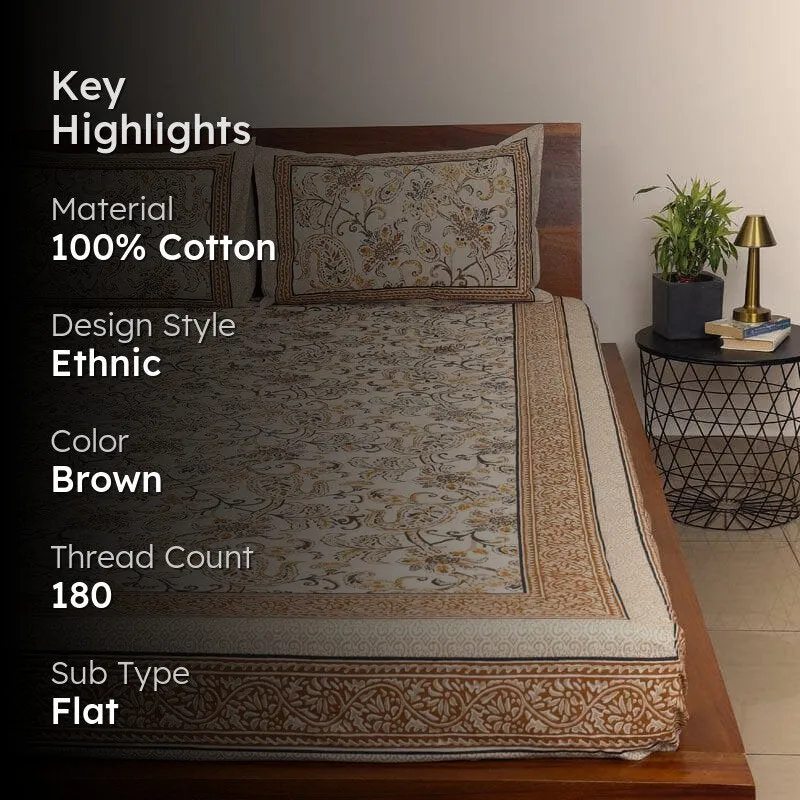Boho Bloom Cotton Bedsheet - 180 TC media 2