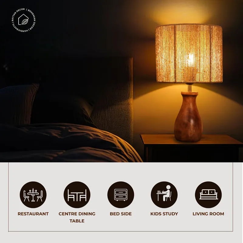 WhirlLit Rattan Mango Wood Table Lamp - Beige,Brown media 3