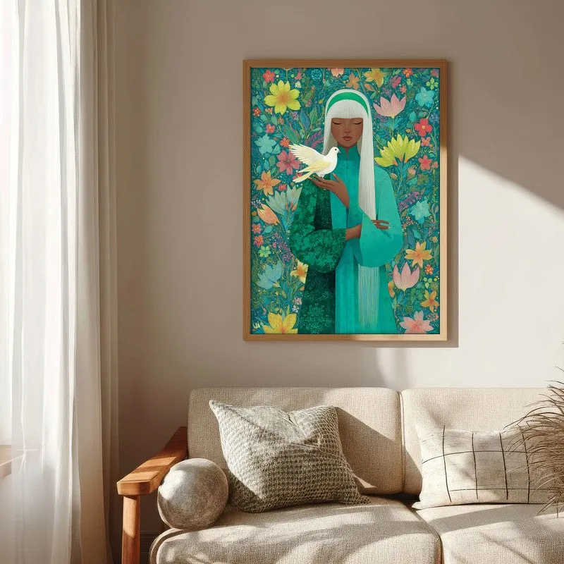 Dove Whisper Canvas Wall Painting - Brown Frame media 6