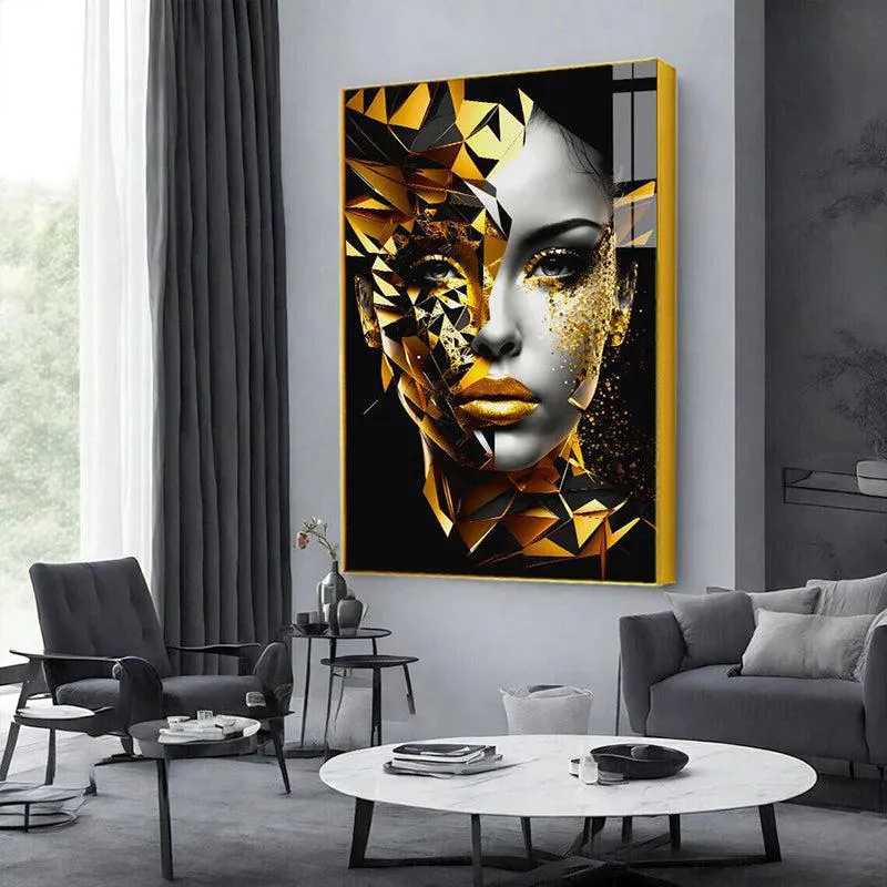 Midas' Whisper Modern Canvas Wall Art With Frame - Gold media 4