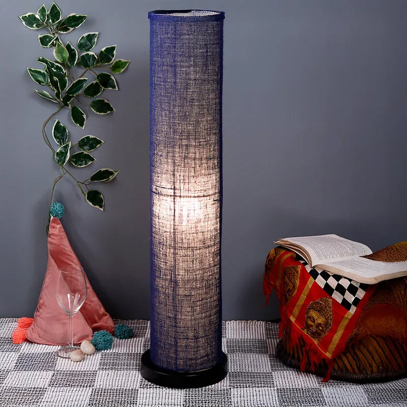 Camia Wooden Tower Floor Lamp With Jute Shade - Blue media 1