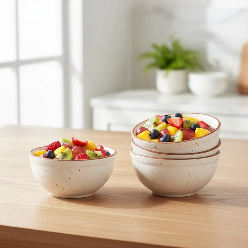 BiteCraft Ceramic Snack Bowls (White, 200 mL Each) - Set Of Four media 1