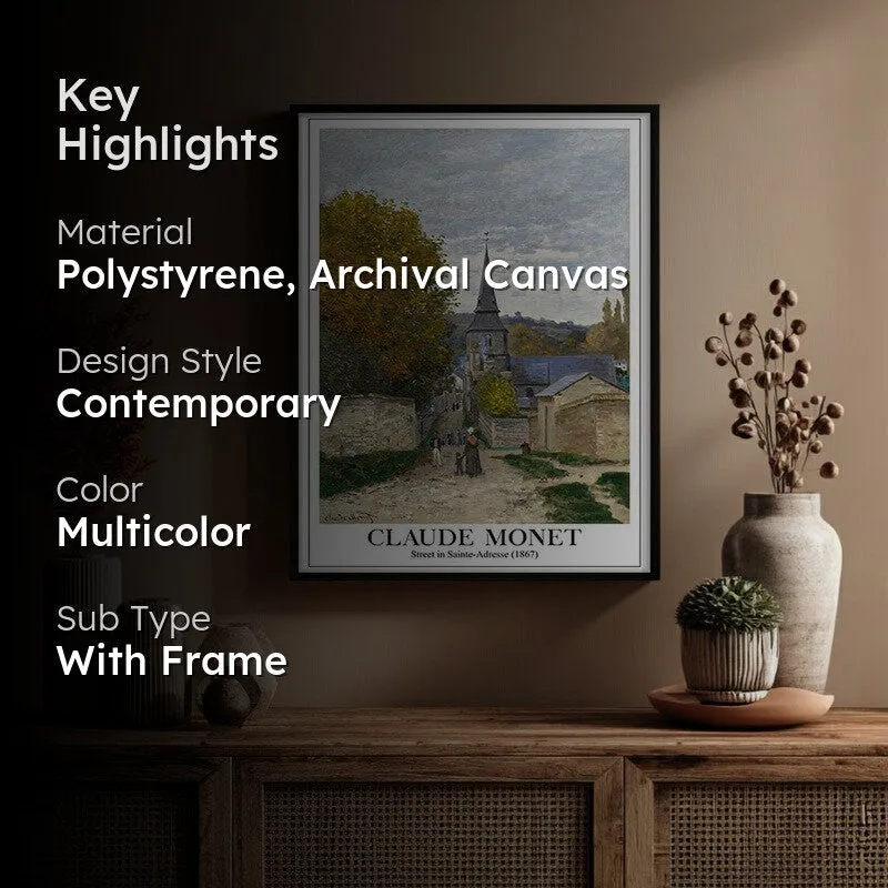 Street In Sainte Adresse Archival Canvas Wall Painting - Black Frame media 2
