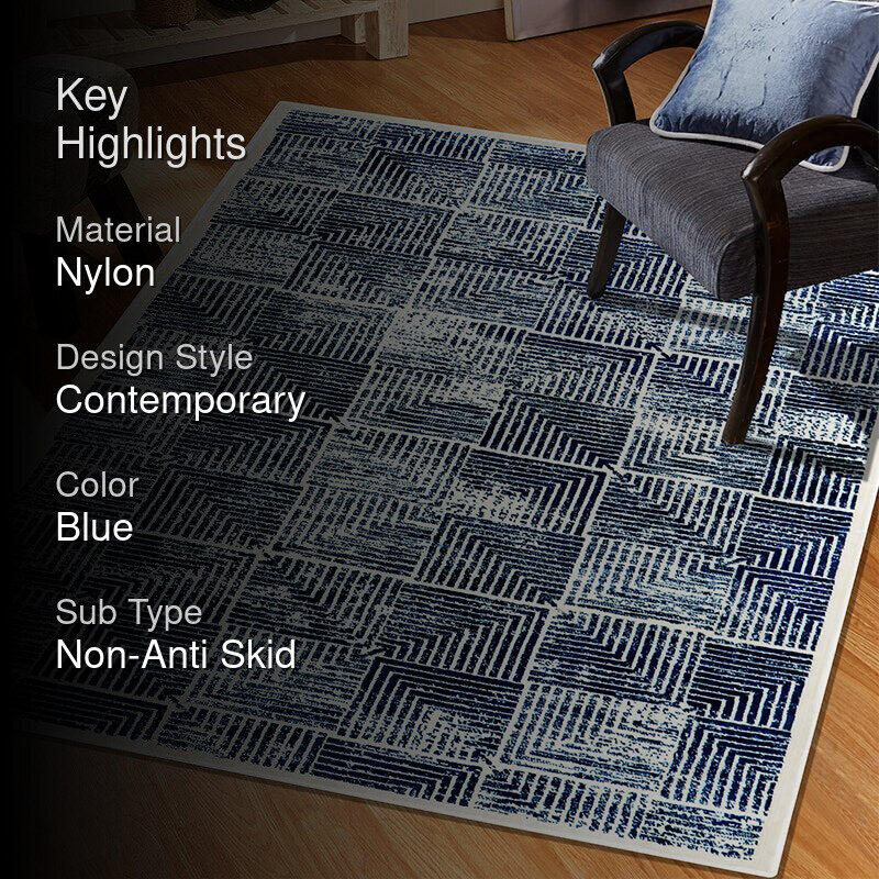 Merca Non-Anti Skid Nylon Dhurries - Blue media 2