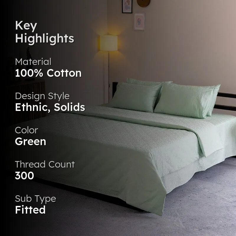 Damask Ethnic Cotton Bedsheet (Sage Green) - 300 TC media 2