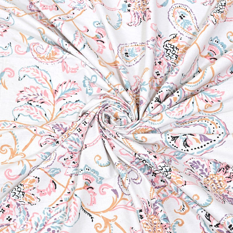 Fabrelle Floral Cotton Bedsheet (Pink & White) - 240 TC media 8