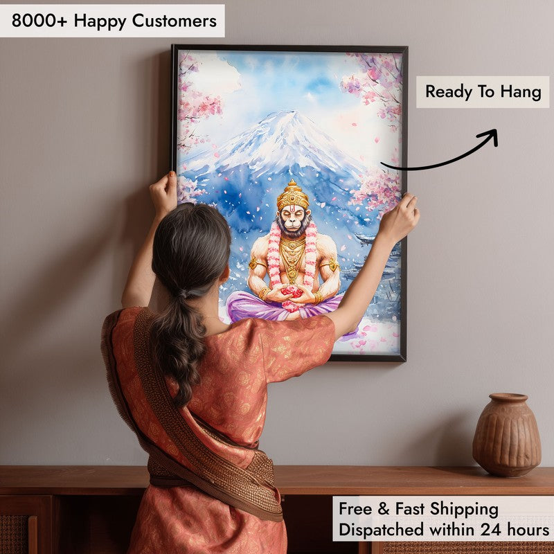 Divine Chiranjeevi Spiritual Archival Paper Wall Painting With Frame - Black media 6