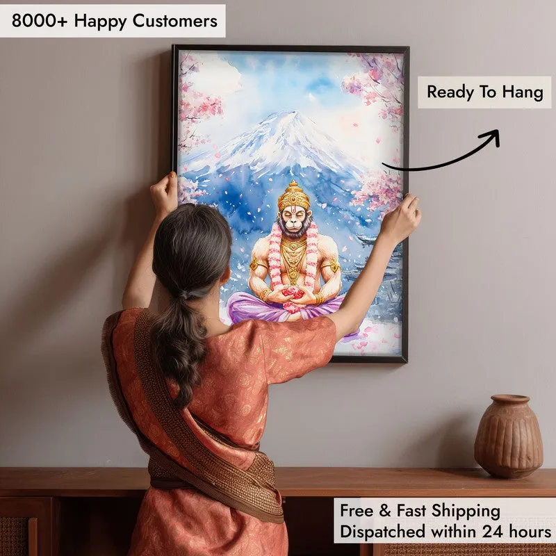 Divine Chiranjeevi Spiritual Archival Paper Wall Painting With Frame - Black media 6