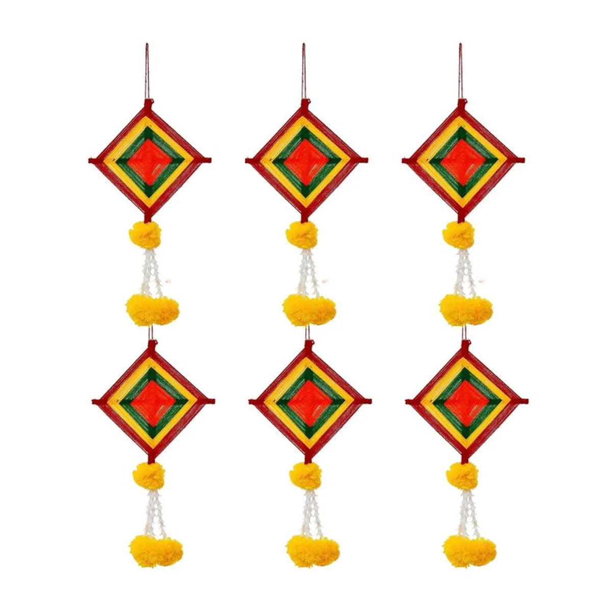 Six matching square latkans arranged in two rows on a white background