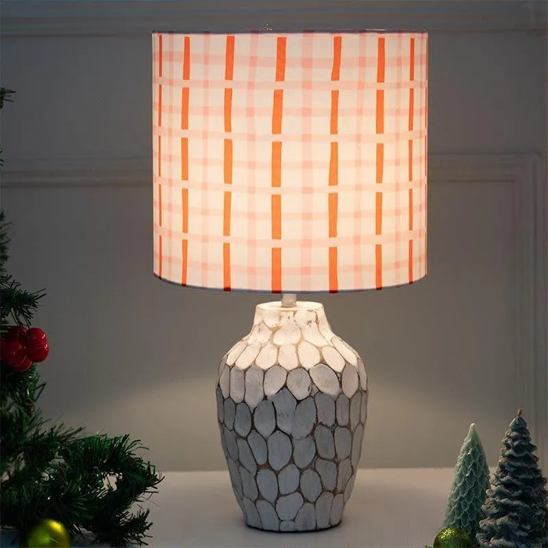 Merry Grid Yvie Fabric Table Lamp - White,Pink,Red media 1