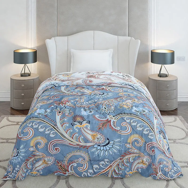 Monte Carlo Bloomelia Floral Polyester Reversible Comforter (Blue) - 120 GSM media 4