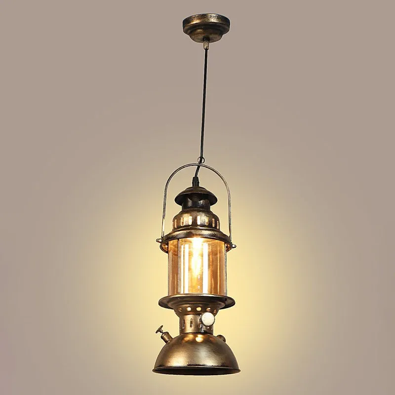 Colonial Style Lantern Iron Ceiling Lamp - Bronze media 5