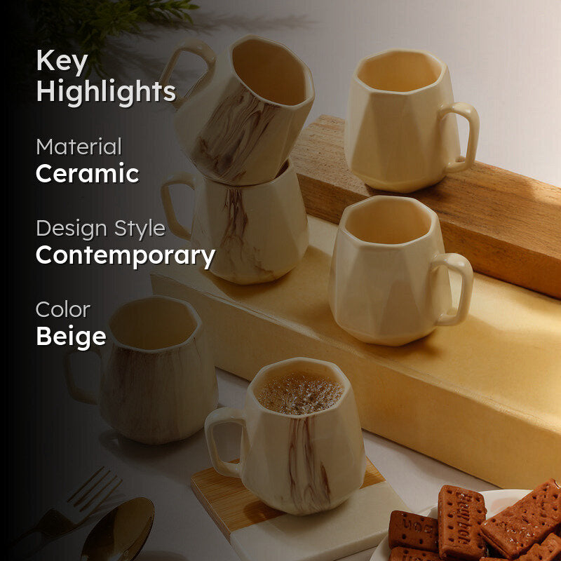 Moss Ceramic Tea Cup (150 mL Each) - Set Of Six media 2