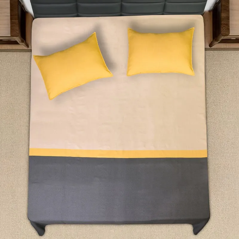 Dual Drift Cotton Bedsheet (Yellow) - 102 TC media 3