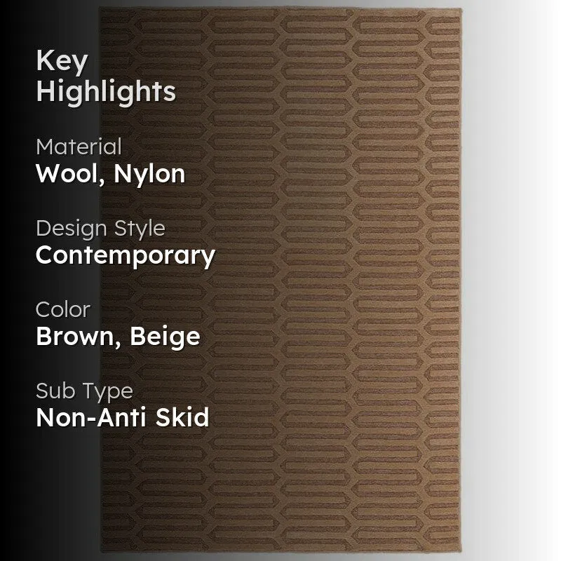 Diores Hand Tufted Geometric Wool & Nylon Carpet - Brown media 2