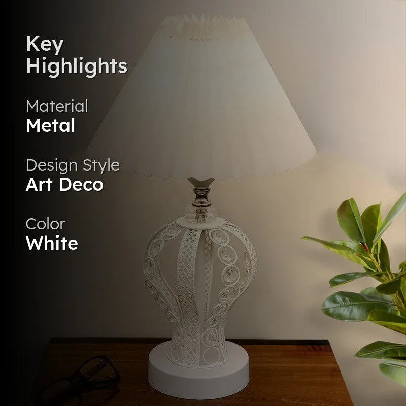 Irelle French Pleat Metal Table Lamp - White media 2