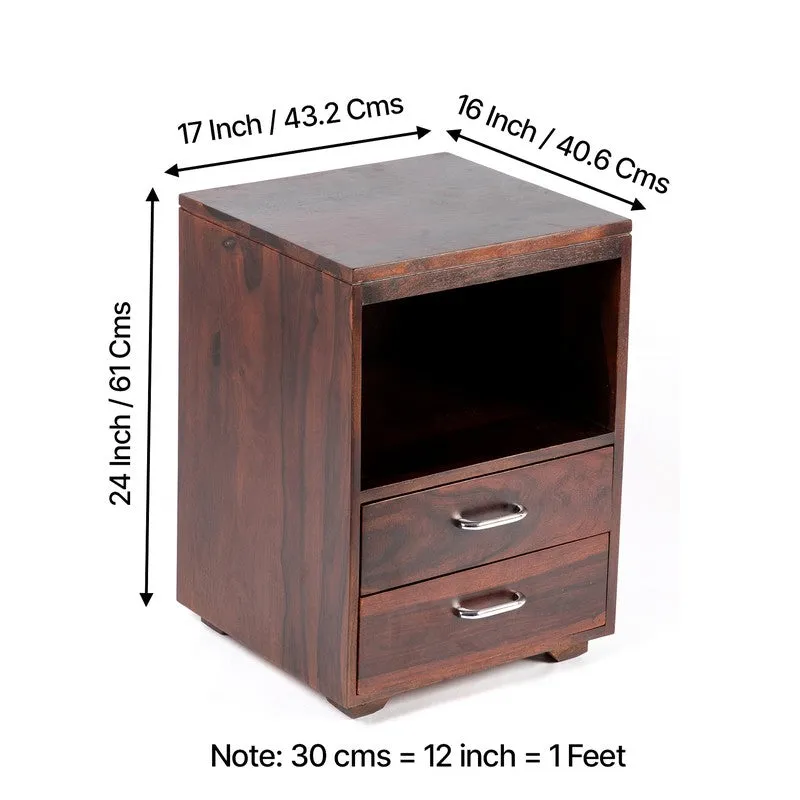 Uverix Sheesham Wooden Side & Bedside Table - Brown media 10