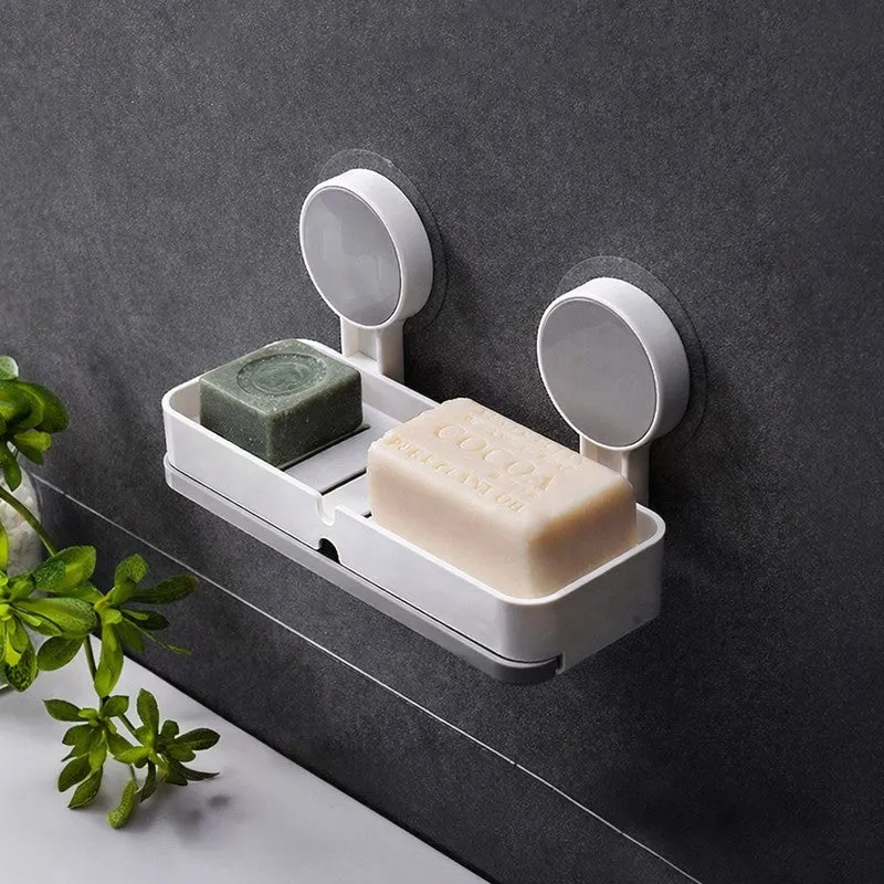 Non-Drill Wall Mounted Soap Rack with Drain Tray media 1
