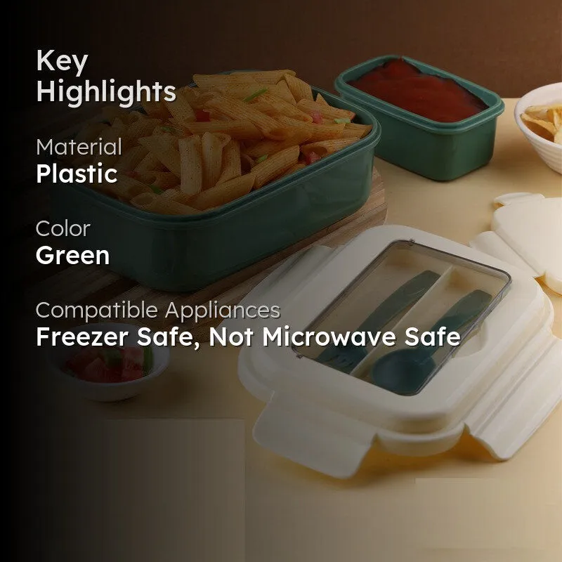 HomeEssentials Green Plastic Lunch Box - 900 ml media 2