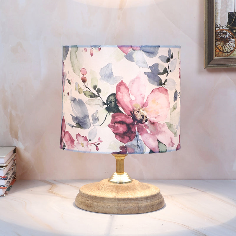 Lumikko Pebble Printed Mango Wood Table Lamp - Multicolor