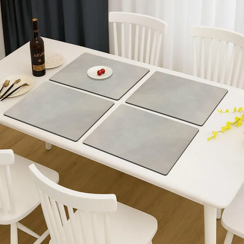 Lunor Grey Rectangle Rubber Table Mats - Set Of Four media 1