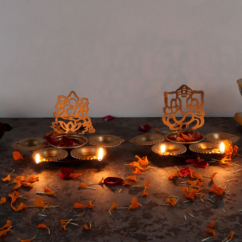 Laxmi Ganesha Tea Light Holder - Set Of Two media 7