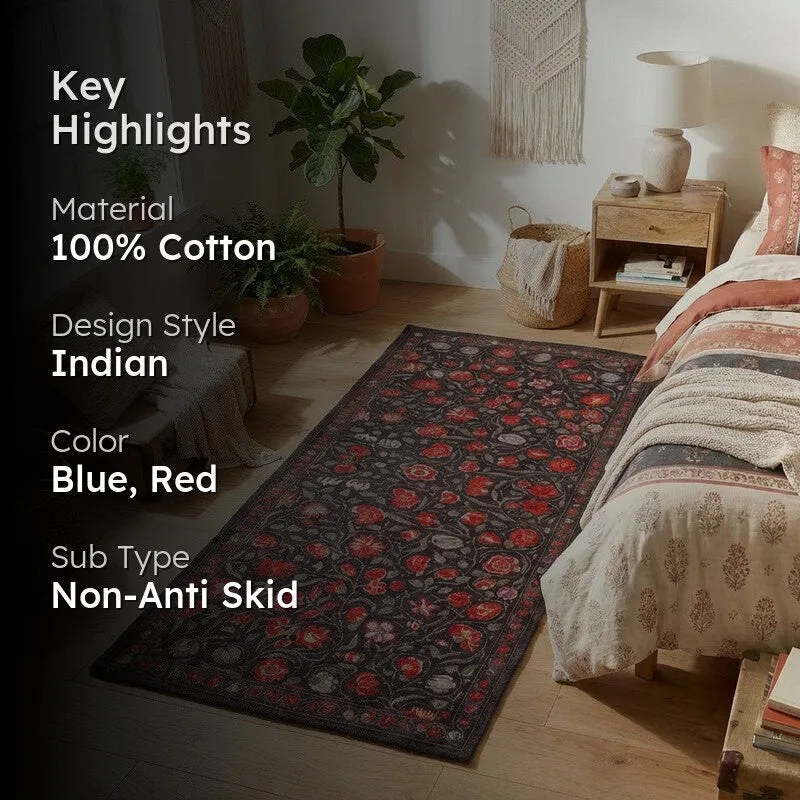 Floral Rush Cotton Hand Woven Runner Rug media 2