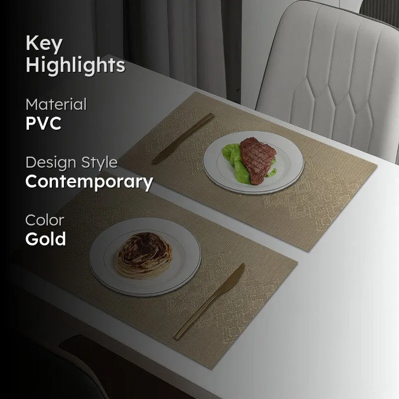 Averin Golden Rectangle PVC Table Mats - Set Of Two media 2