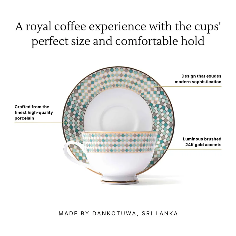 Christolite 24k Gold Brushed Porcelain Tea Cup & Saucer (280 mL) - Set of Six media 6
