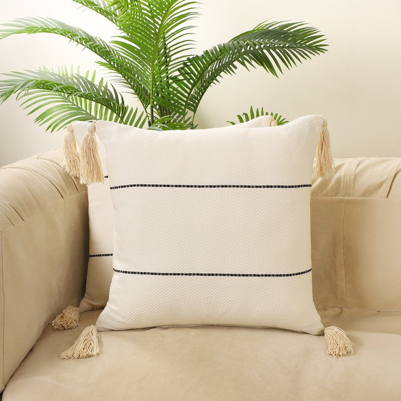 Sleek Line Cotton Cushion Cover - Set of Two