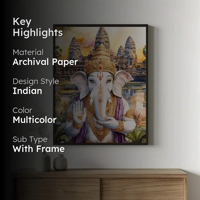Mangalamurti Spiritual Archival Paper Wall Painting With Frame - Black media 2