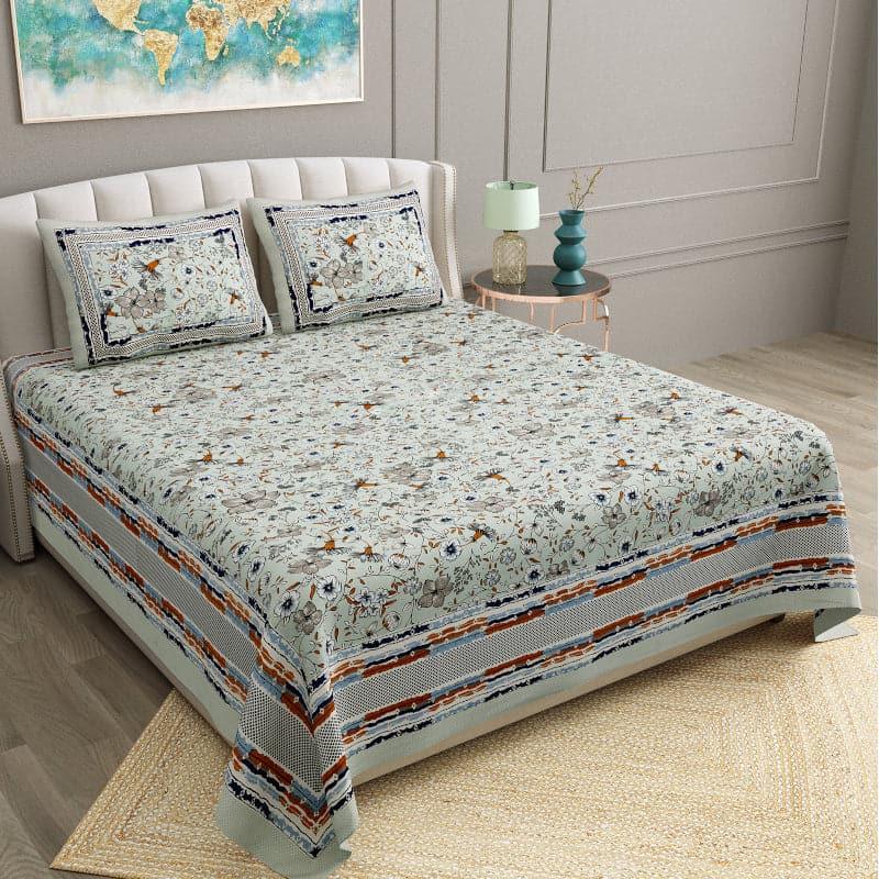 Hermia Floral Cotton Bedsheet (Green) - 124 TC media 3