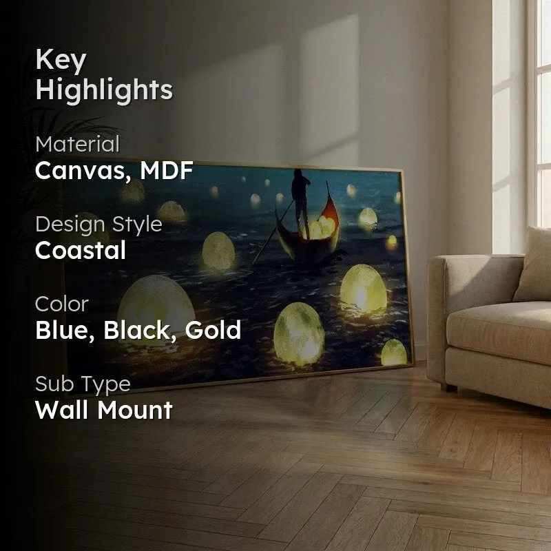 Moonlit Voyage Canvas Wall Painting With Frame media 2