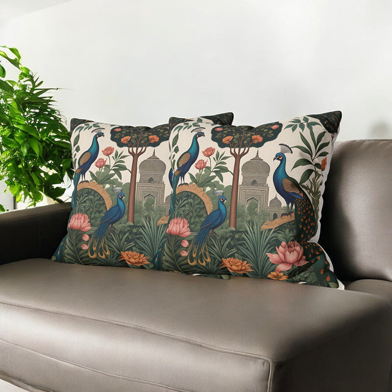 Mughal Jardine Velvet Cushion Cover Set - Set Of Two media 2