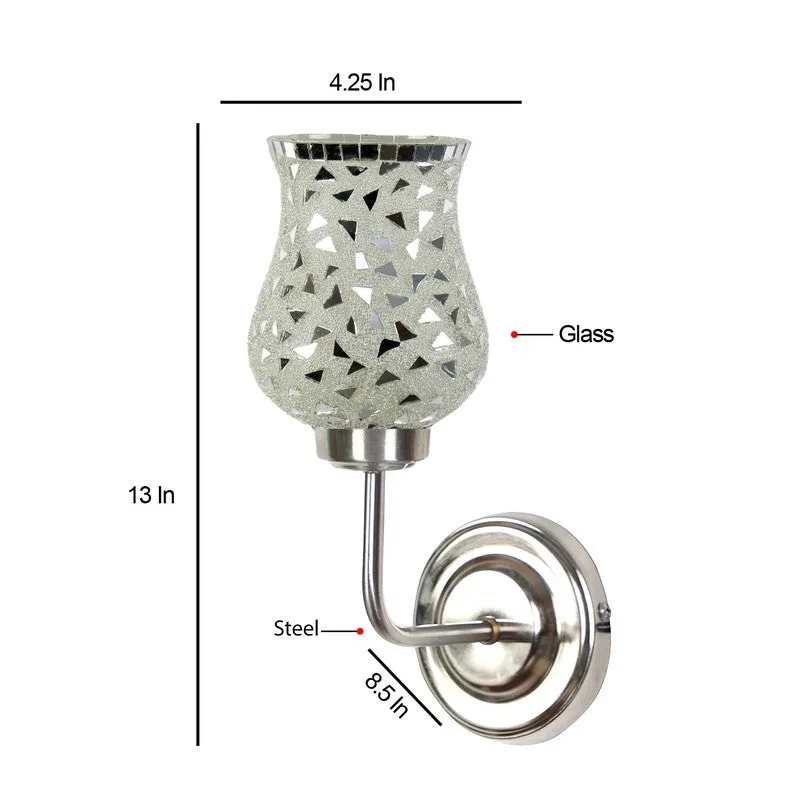 MosaicBloom Silver Shard Mosaic Glass Wall Lamp - Silver - 10