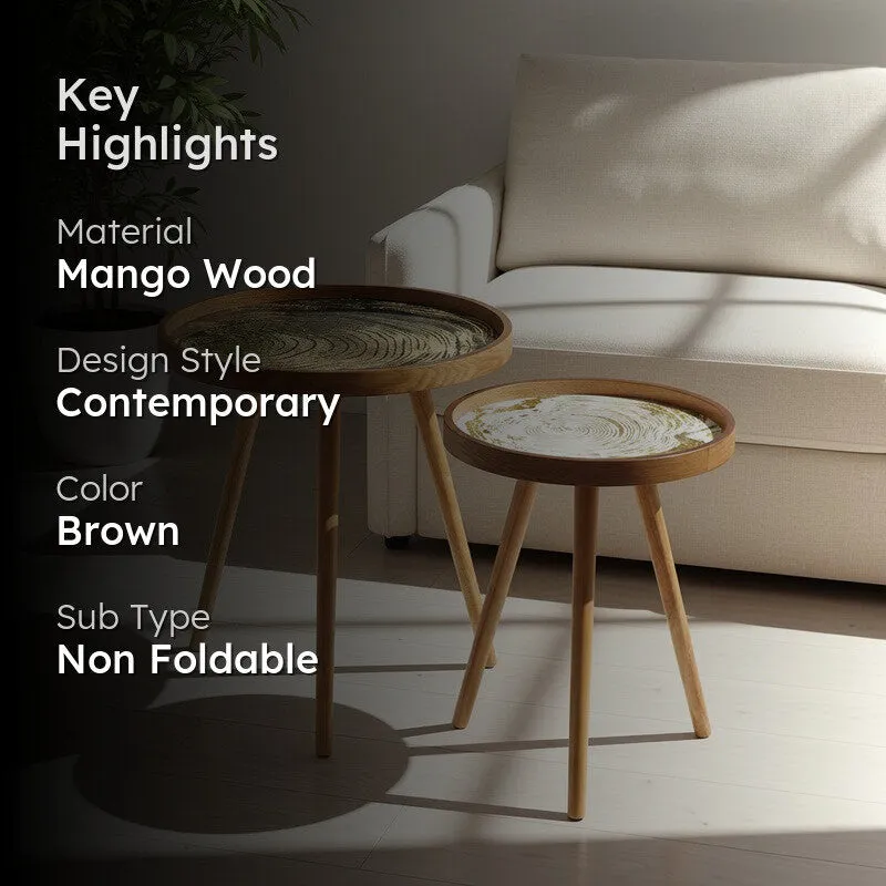 Solvane Mango Wood Side & Bedside Tables - Set of Two media 2