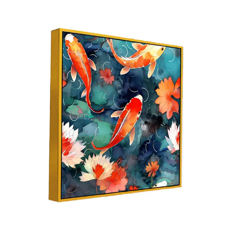 Koi Pond Canvas Wall Art With Frame media 3