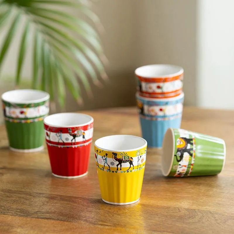 Gajamala Handcrafted Ceramic Cup (120 ML) - Set Of Six media 1