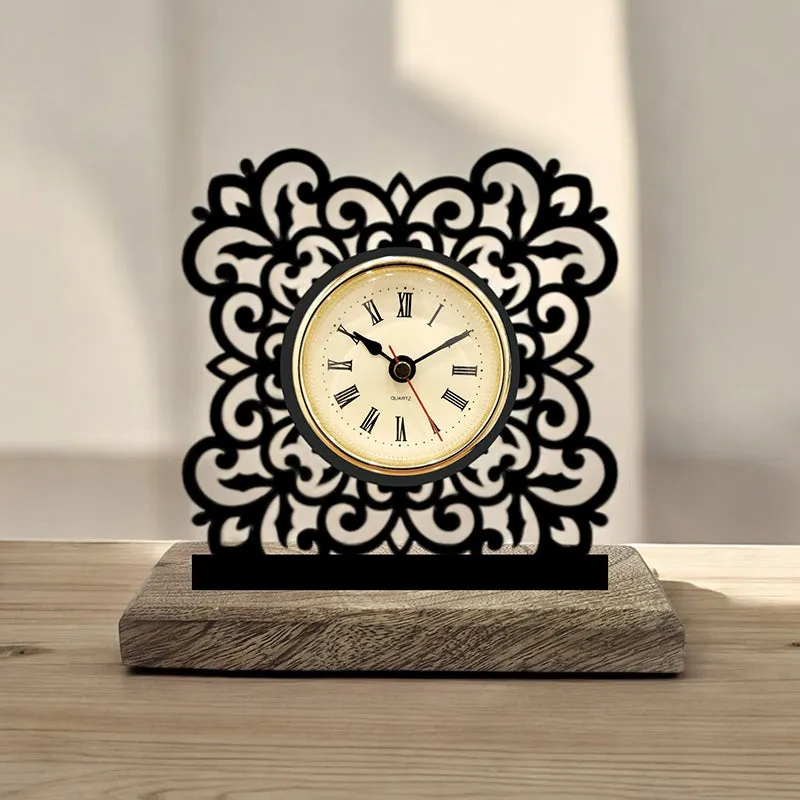 Intricate Noir Analog Table Clock media 1
