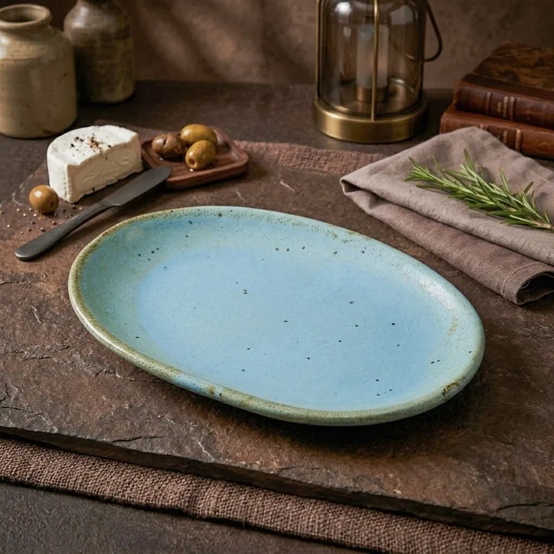 Nawab Oval Stoneware Plate - Small media 4