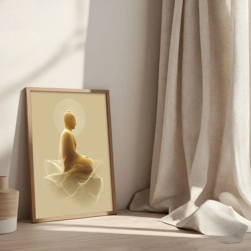 Enveloped in Enlightenment Buddha Archival Paper Wall Painting With Brown Frame media 3