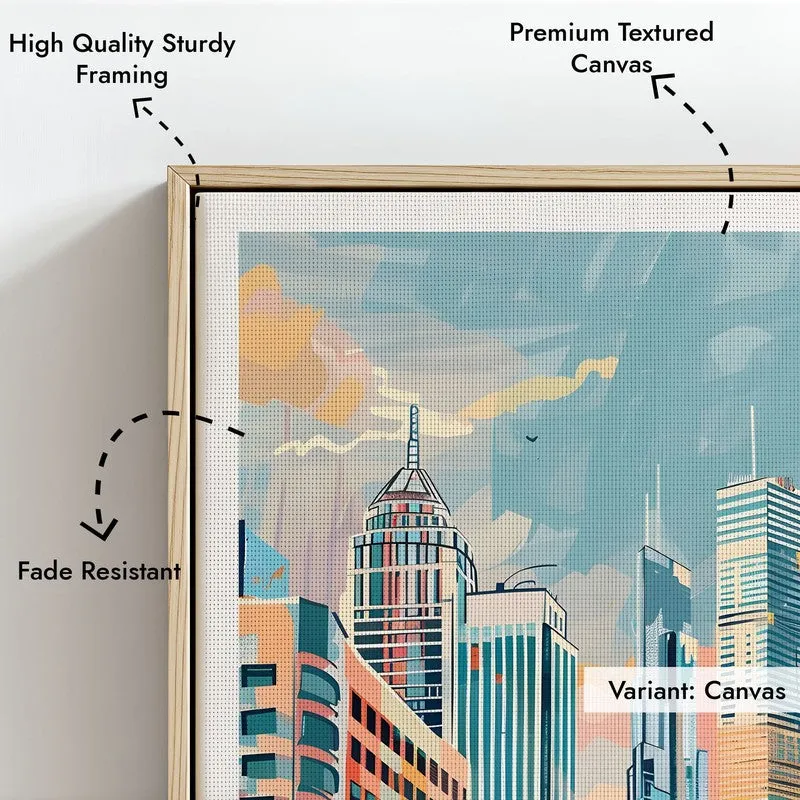 Vintage Denver Framed Canvas Archival Canvas Wall Painting - Natural Brown Frame media 6
