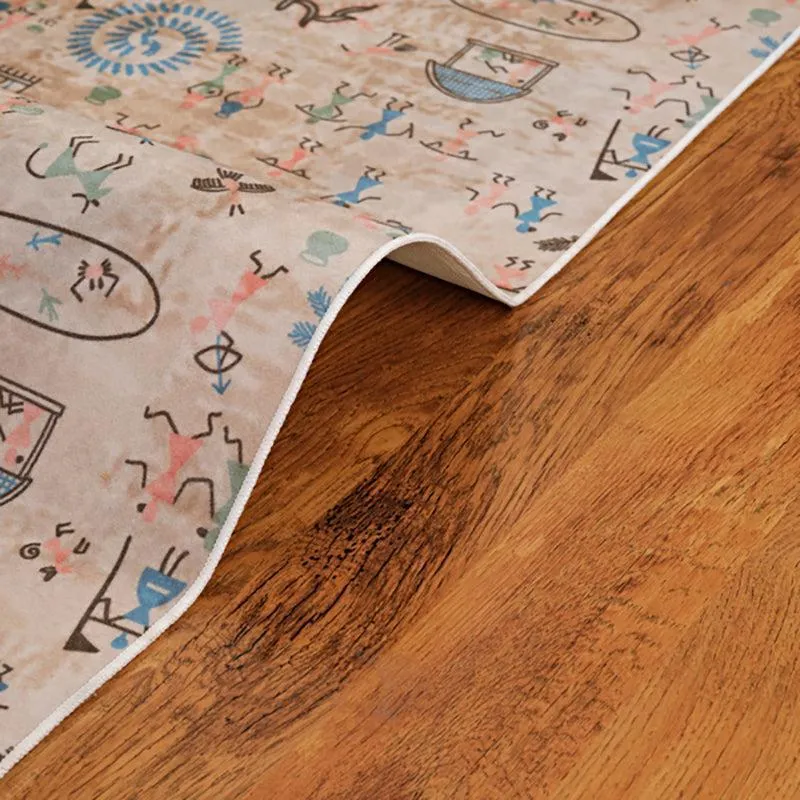 Celebrian Abstract Polyester Anti-Skid Carpet - Peach & Blue media 7