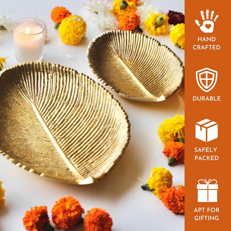 Festive Leafy Aluminum Platter - Set of Two media 5
