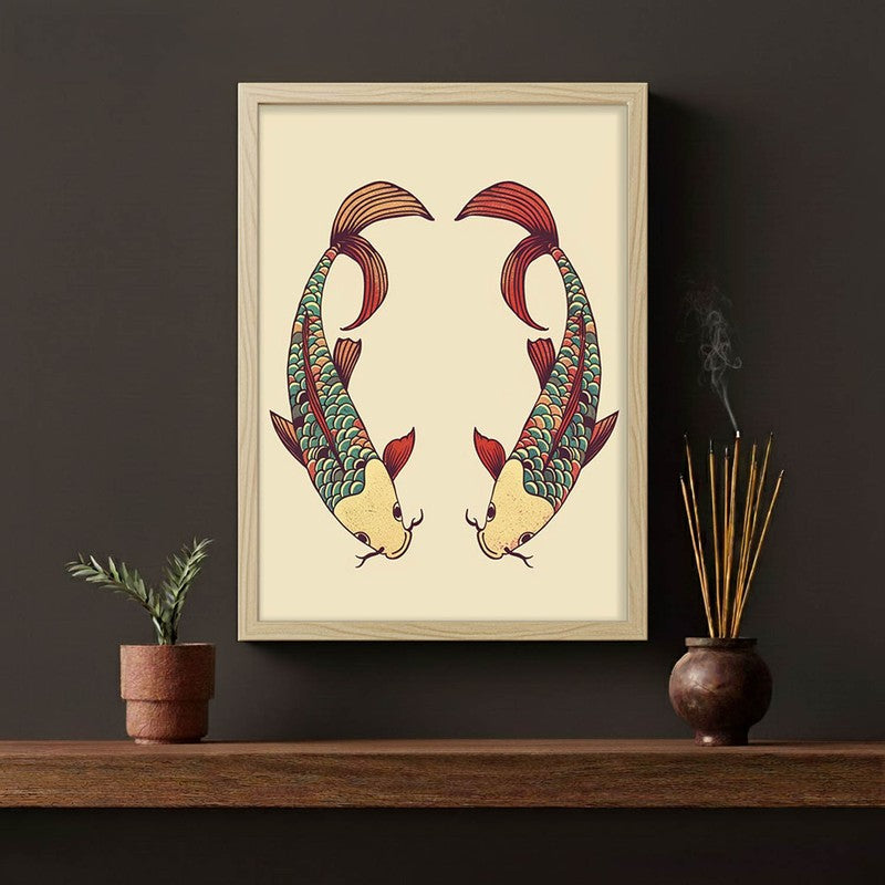 Decorative Bird Illustration Canvas Wall Painting  With Brown Frame media 8