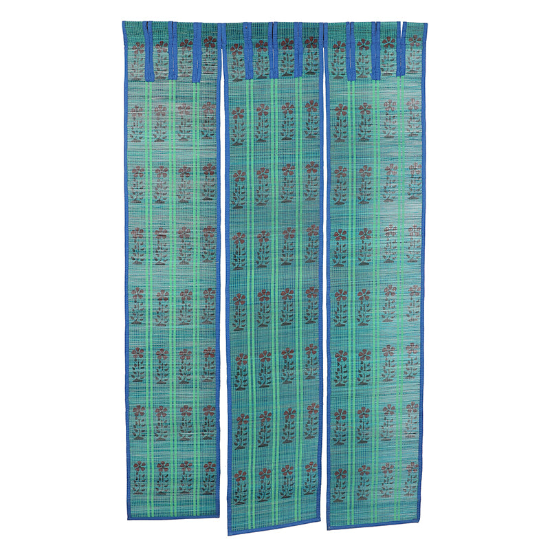 Forest Flow Three Panel Bamboo Curtain - Blue media 3