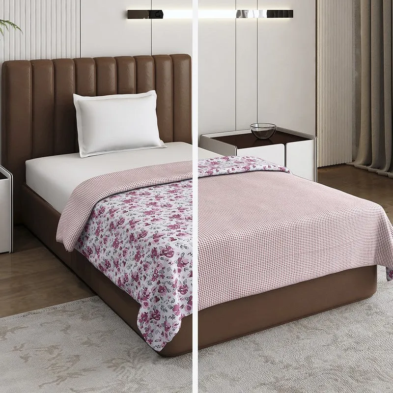 Monte Carlo Wildflower Floral Polycotton Reversible Dohar (Pink) - 150 GSM media 3