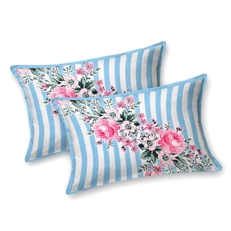 Oliver Floral Cotton Bedsheet (Blue) - 180 TC media 7